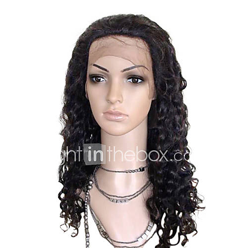 Top Quality 18 Inch Soft culry Brazilian Virgin Hair Swiss Lace Front Wig 130 Density More Colors Available