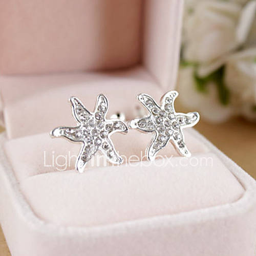 MISS U Womens Vintage Starfish Shape With Diamond Stud Earrings