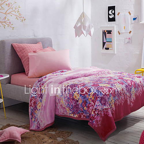 Floral Polyester Fiber Coral Fleece Blanket