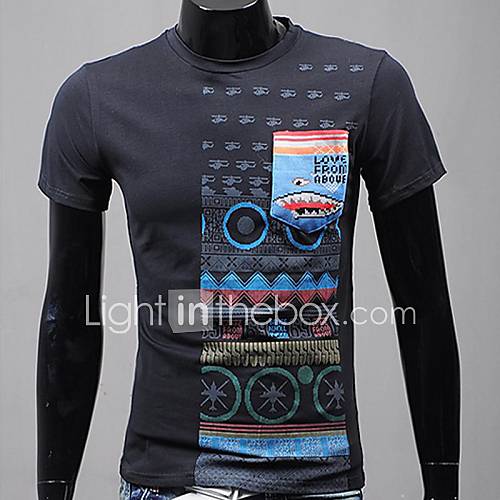 Mens Round Neck Print Short Sleeve T shirt