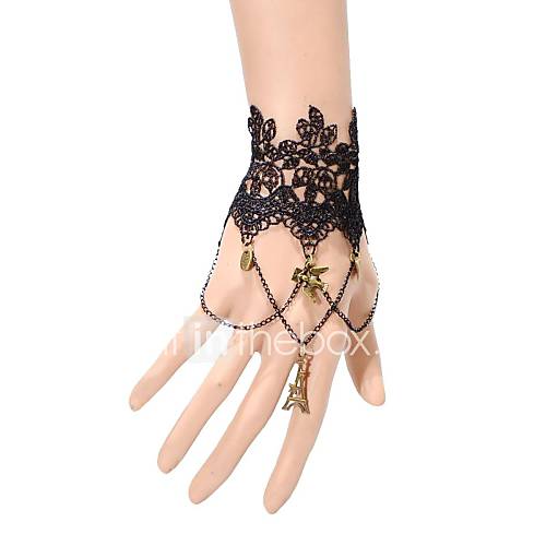 Elonbo The Tower Of Black Lace And Belt Stars Retro Gothic Finger Ring Set Bracelet Chain Bangle