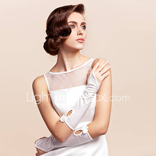 Satin Fingerless Elbow Length Wedding Gloves