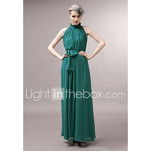 Swd New Floral Collar Full Length Hem Dress (Green)