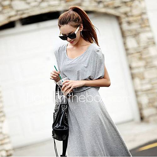 Qcqy Large Hem Thin Loose Dress (Gray)