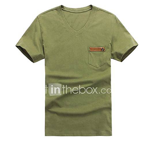 Mens V Neck Slim Short Sleeve T Shirt