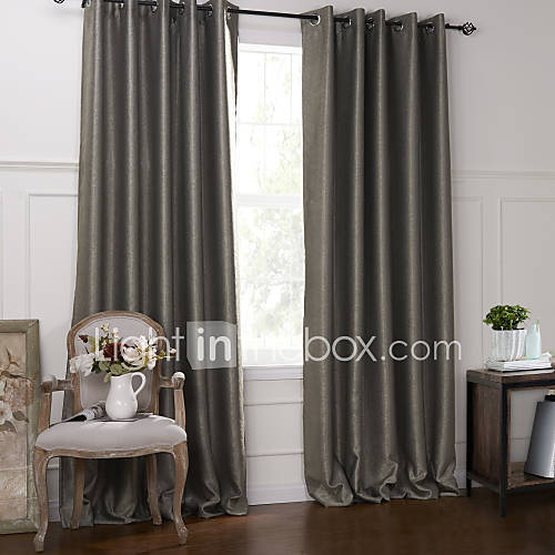 (One Pair) Modern Fancy Solid Floral Blackout Embossed Curtain