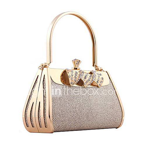 Womens European and American metal diamond evening bag handbag hand bag dress (lining color on random)