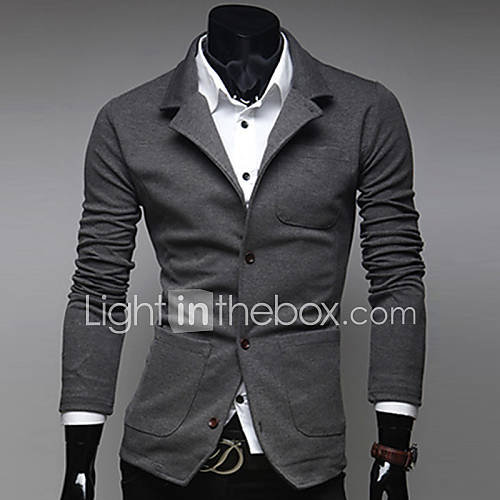 Cocollei mens Single breasted casual knit suit (dark gray)