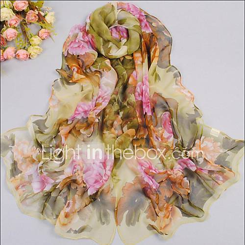 Womens Peony Chiffon Scarves