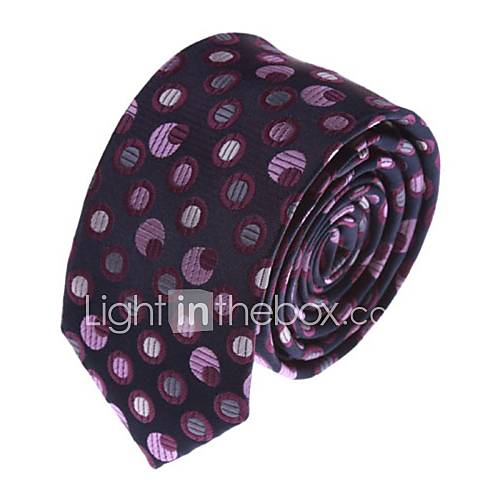 Mens Solid Colour Fashion Black Purple Dot Narrow Necktie