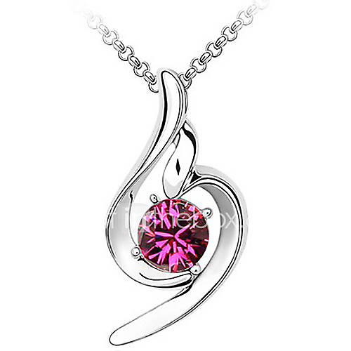 Xingzi Womens Charming Fuchsia Special Pattern Made With Swarovski Elements Crystal Dangling Necklace