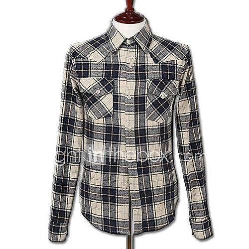 Mens Check Slim Long Sleeve Shirt