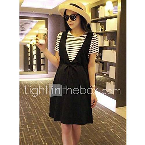 Maternity Stripe Cotton Strap Dress