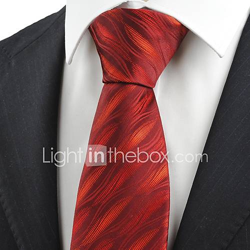 Tie Red Burgundy Ripple Wave Mens Tie Necktie Wedding Party Valentines Gift