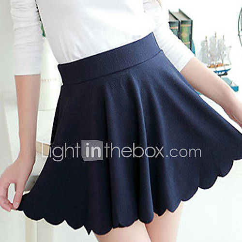 BeiYan Womens Korean Simple Sweet Solid Color Skirt(Navy Blue)