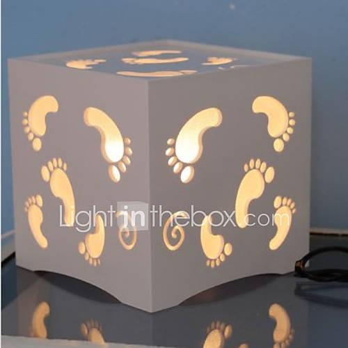 YOUKE Carving Cut Out Marking Pattern Rectangle Table Lamp (White)