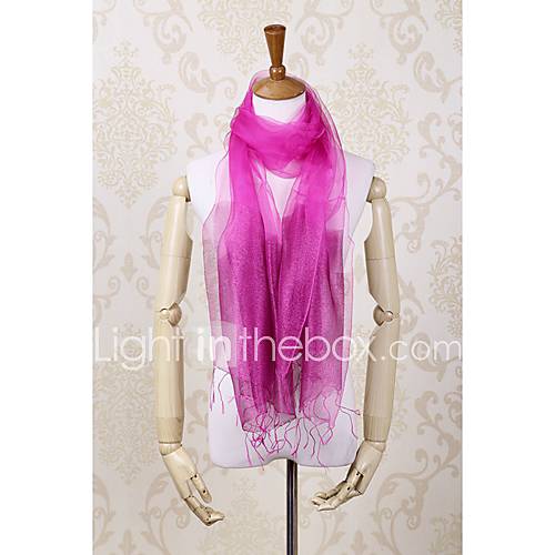 ZICQFURL Womens Silk Two Sides Gold Organza Scarf(Fuchsia)