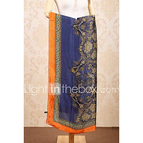 ZICQFURL Womens Fashion Cashew Floral Long Scarf(Navy Blue)