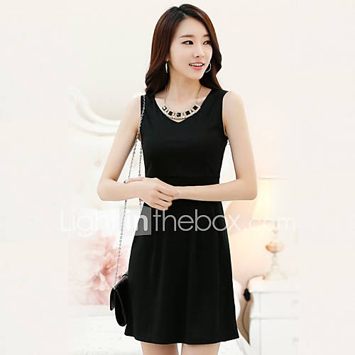 LCL Casual Big Size Sleeveless Slim Vest Dress(Black)