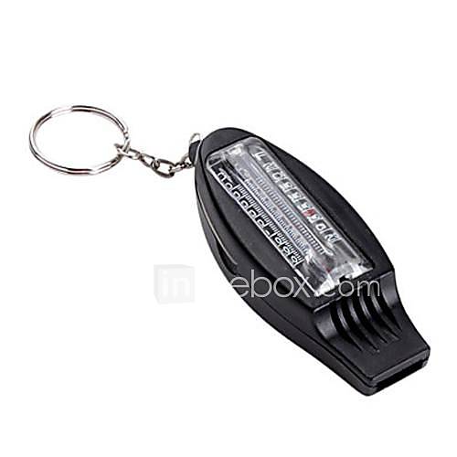 4 in 1 Multifunction Survival Whistle with Compass Thermometer Folding Magnifier Keyring   Black