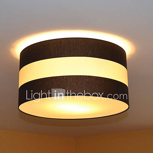 Flush Mount, 2 Light, Modern Round Metal Fabric Painting