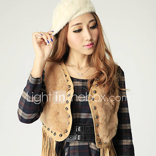 Sleeveless Collarless Rabbit Fur Party/Casual Vest(More Colors)