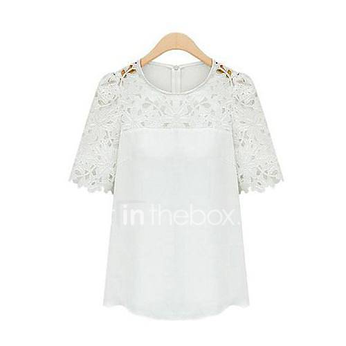 Womens Round LvKong Big Yards Short Sleeves Blouse