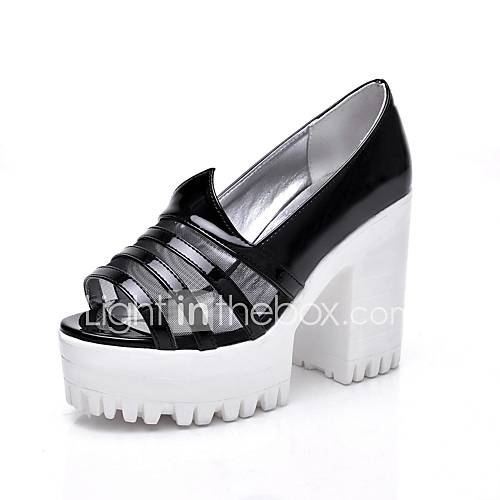 Faux Leather Womens Chunky Heel Peep Toe Pumps/Heels Shoes(More Colors)