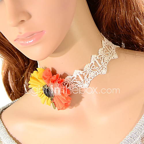 OMUTO Flower Lace Party Noble Necklace(White)