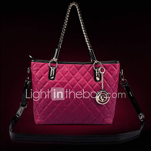 XIUQIU Womens Fashion Leather Tote Bag(Fuchsia)