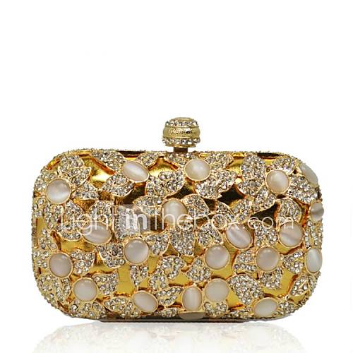 Ladies Square Design Crystal Beaded Evening Handbag Clutch