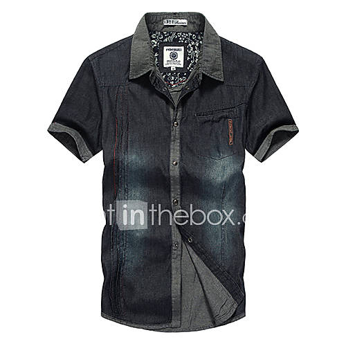 ARW Mens Short Sleeve Leisure Solid Color Shirt
