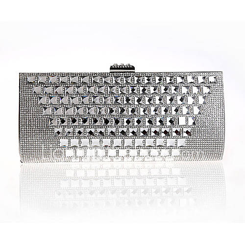 Jiminy Womens European Top Grade Diamonade Evening Clutch Bag(Silver)