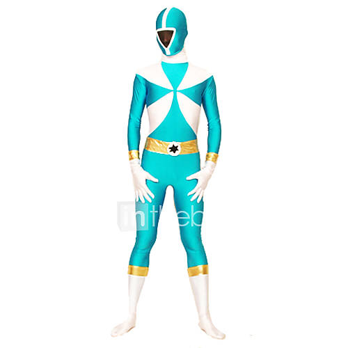 Power Ranger Mirai Sentai Cyan Zentai Cosplay Costume