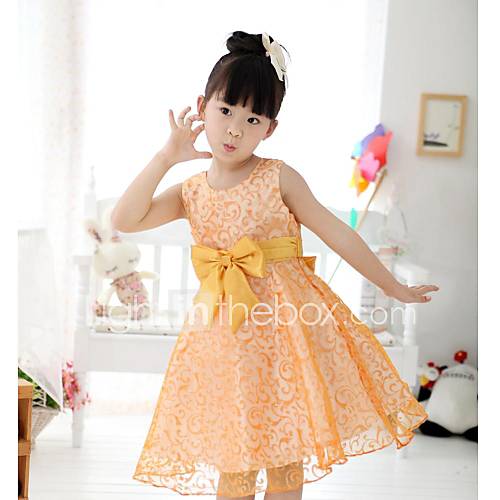 Girls Chiffon and Cotton Bowknot Princess Dress