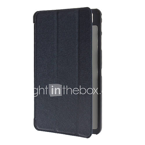 Silk Pattern PU Leather Full Body Case with Stands for Samsung T320 (Dark Blue)