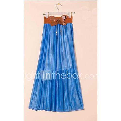 Womens Summer New Bohemian Folds Long Skirt