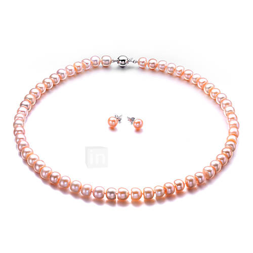 Luckypearl 9 10 mm Natural Pearls 925 Silver Jewelry Set SD0003P220270