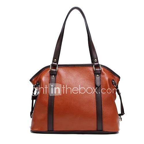 Womens Fashion Kiss of Leisure First Layer Cowhide Plain Tote Bags Linning Color on Random