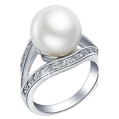 Luxuriant Sliver With Ivory Pearl Womens Ring(1 Pc)