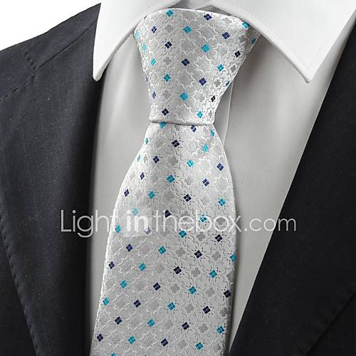 Tie Silver Grey Blue Bohemian Floral Checked Suit Mens Tie Necktie Party Gift