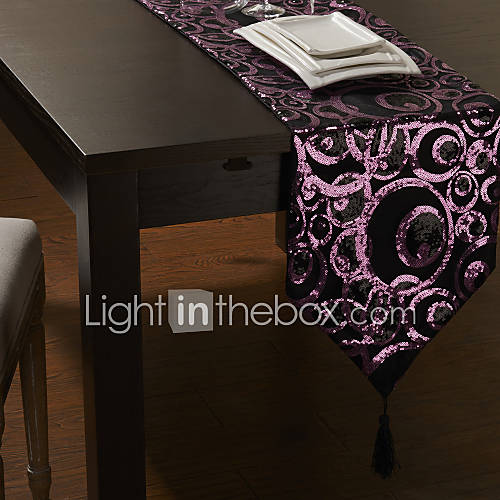 Purple Circle Pattern Table Runner with Tassel