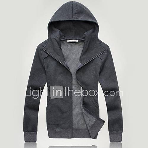 Mens Personality Hooded Pure Color Outerwear