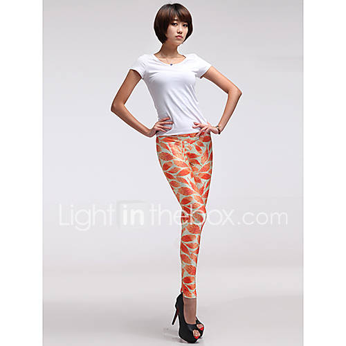 Aimeisi Womens Leaf Print Pants A038