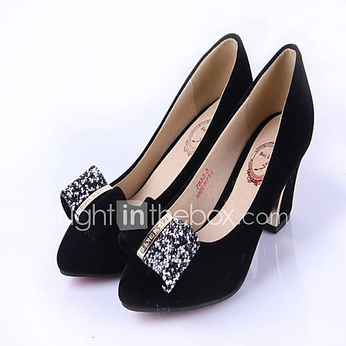 Womens Fashion Diamoande Bow Decoration High Heels(Black)
