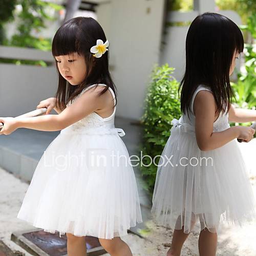 Girls Rose Organzs Lace Sleeveless Princess Dress