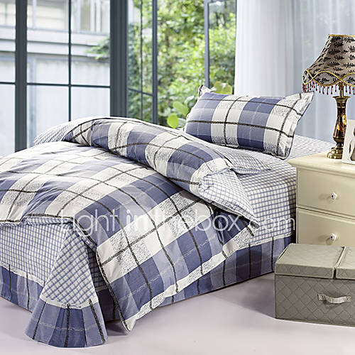 Duvet Cover,3 Piece Cotton Country Plaid