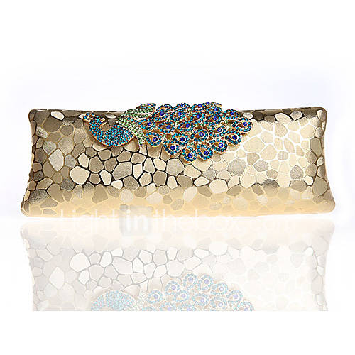 Jiminy Womens Top Grade Peacock Evening Clutch Bag(Gold)