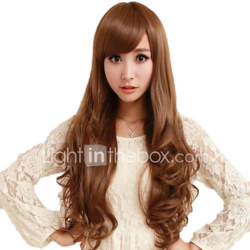 Roll Capless Side Bang Synthetic Stylish Long Wavy Wigs 3 Colors Available