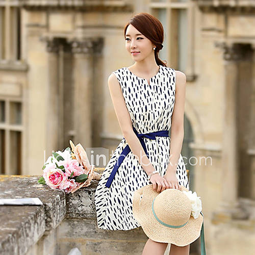 BeiYan Womens Korean Ladies Slim Sleevless Waist Dress(Screen Color)